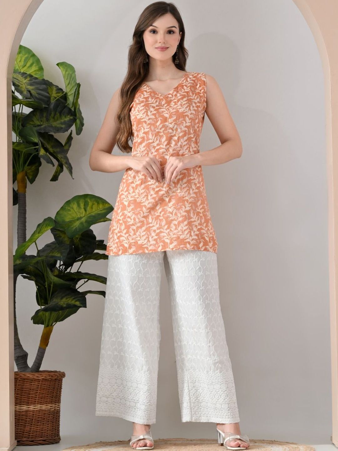 Rosecloud Botanical Printed V-Neck Kurti-picture-40