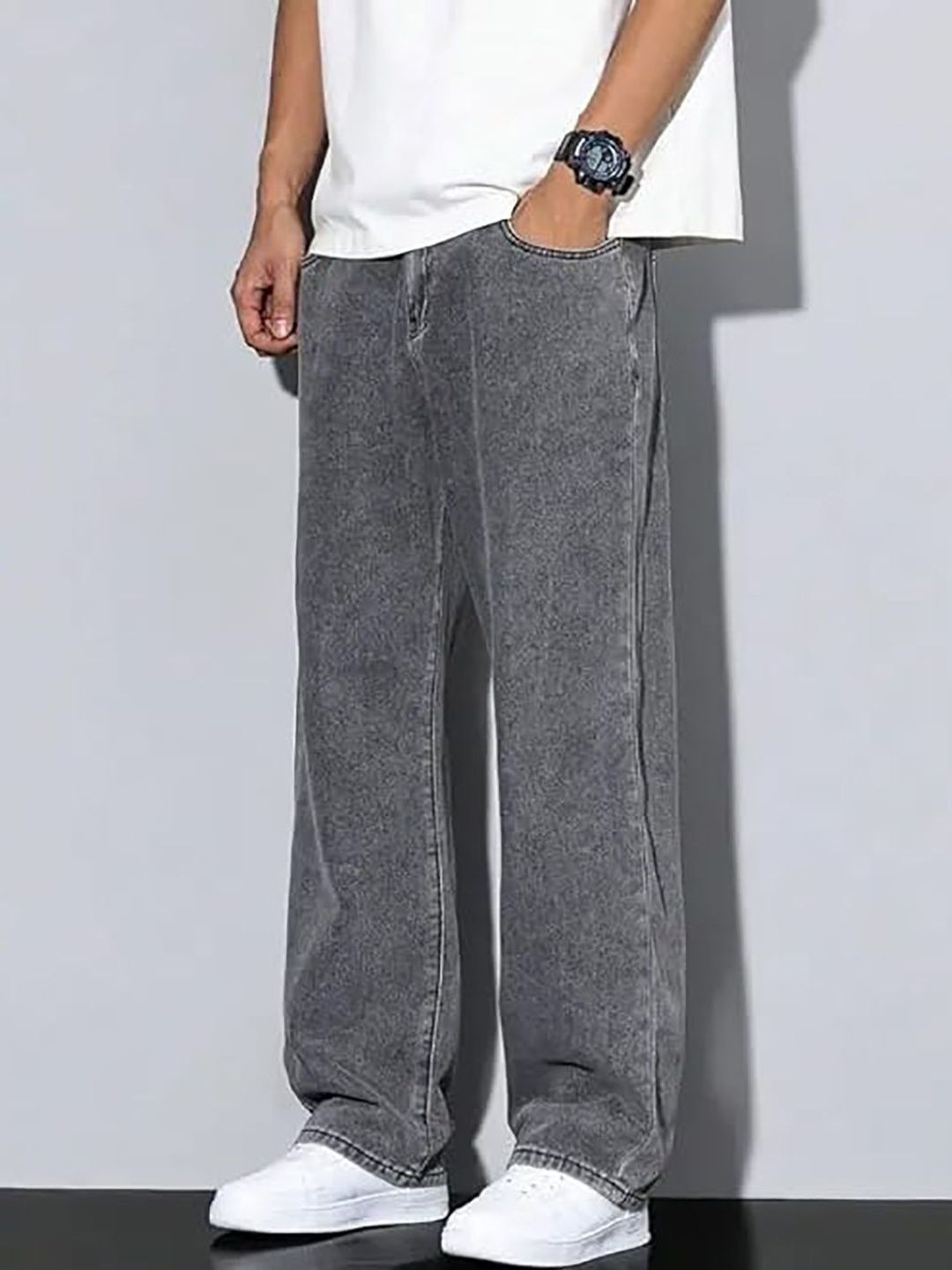 UNITED DENIM Men Loose Mid-Rise Light Fade Stretchable Jeans-picture-7