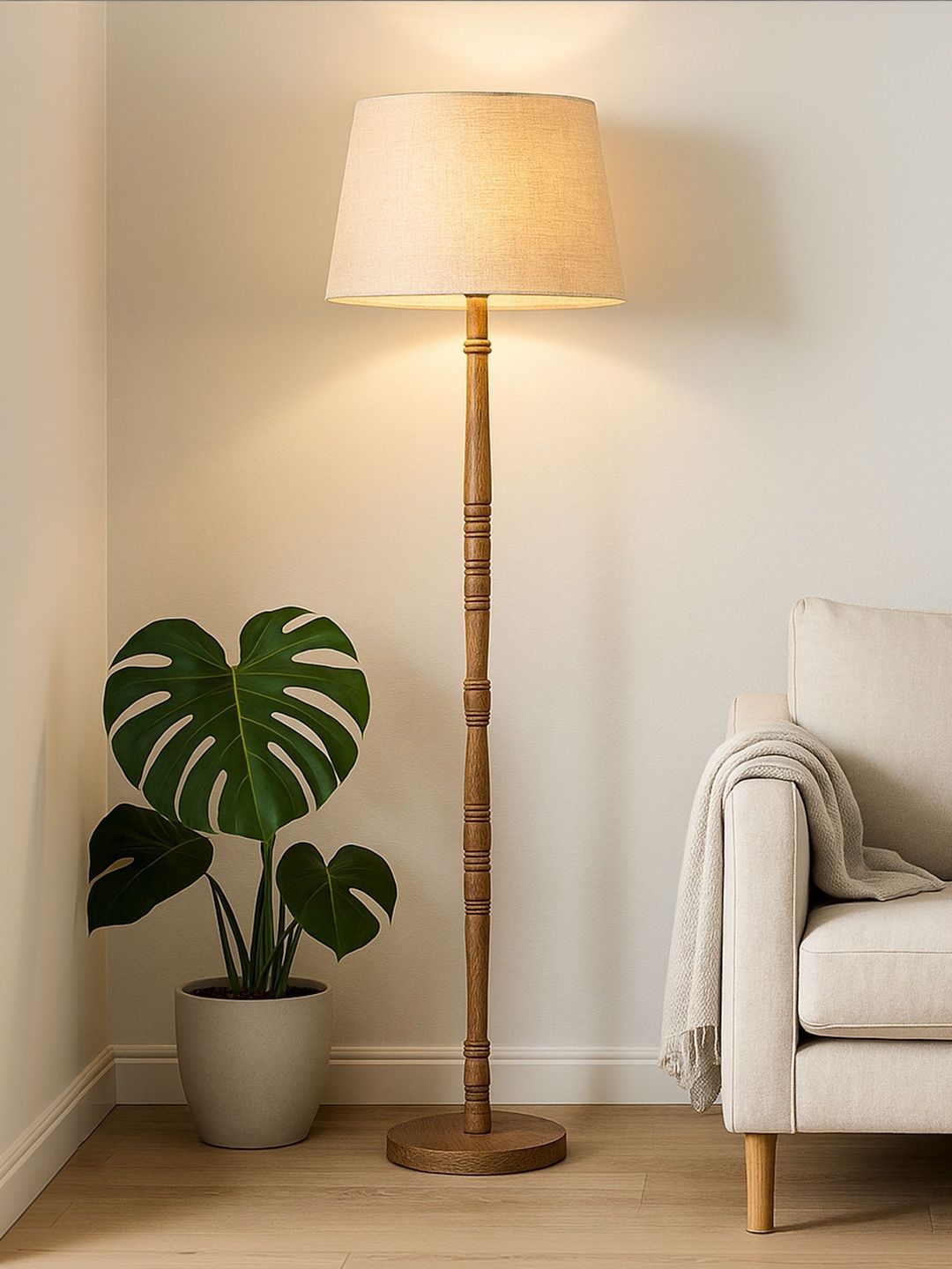 Glowhere Beige Wooden Floor Lamps
