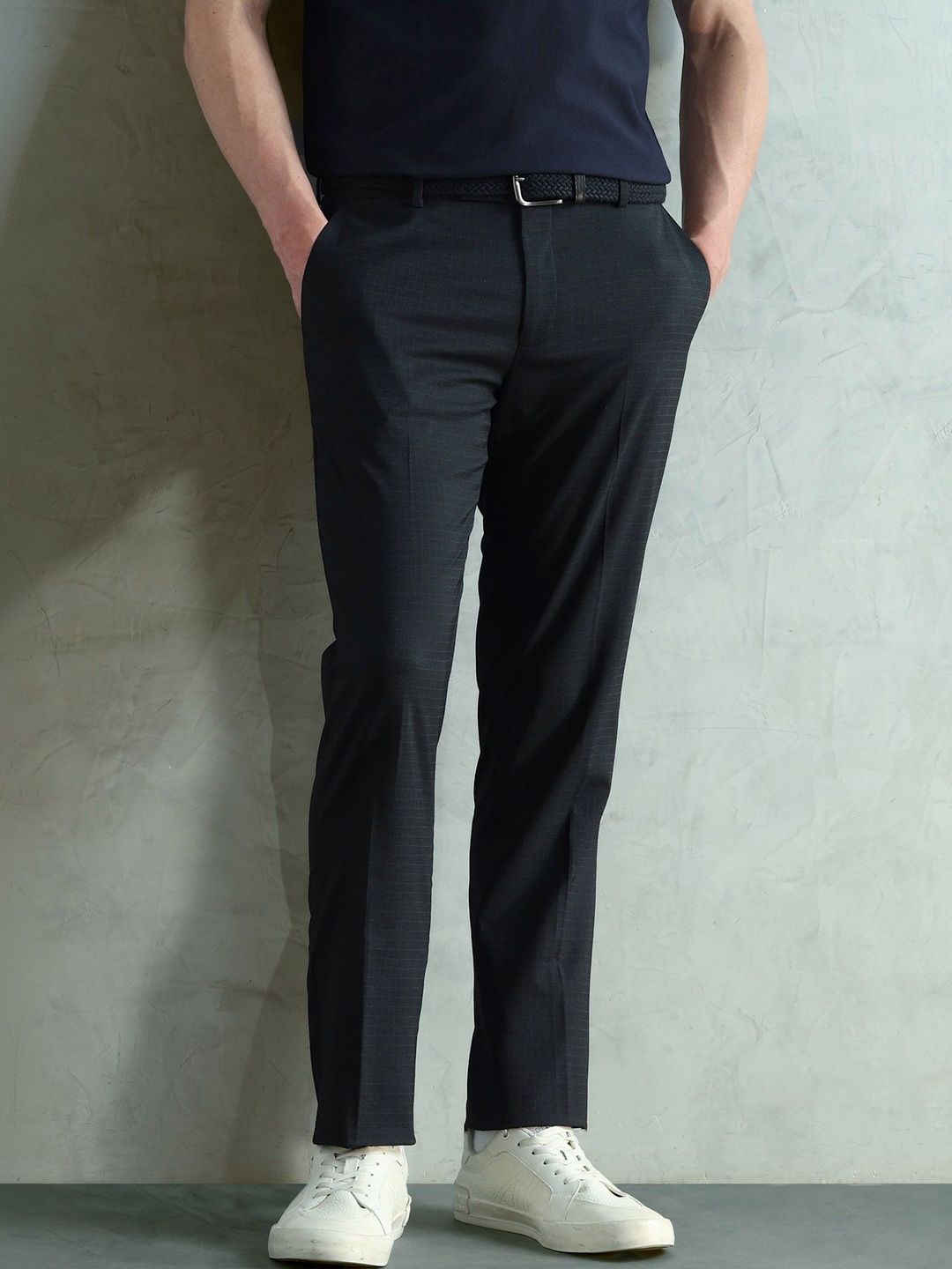 Arrow Men Checked Tapered Fit Trousers-picture-50