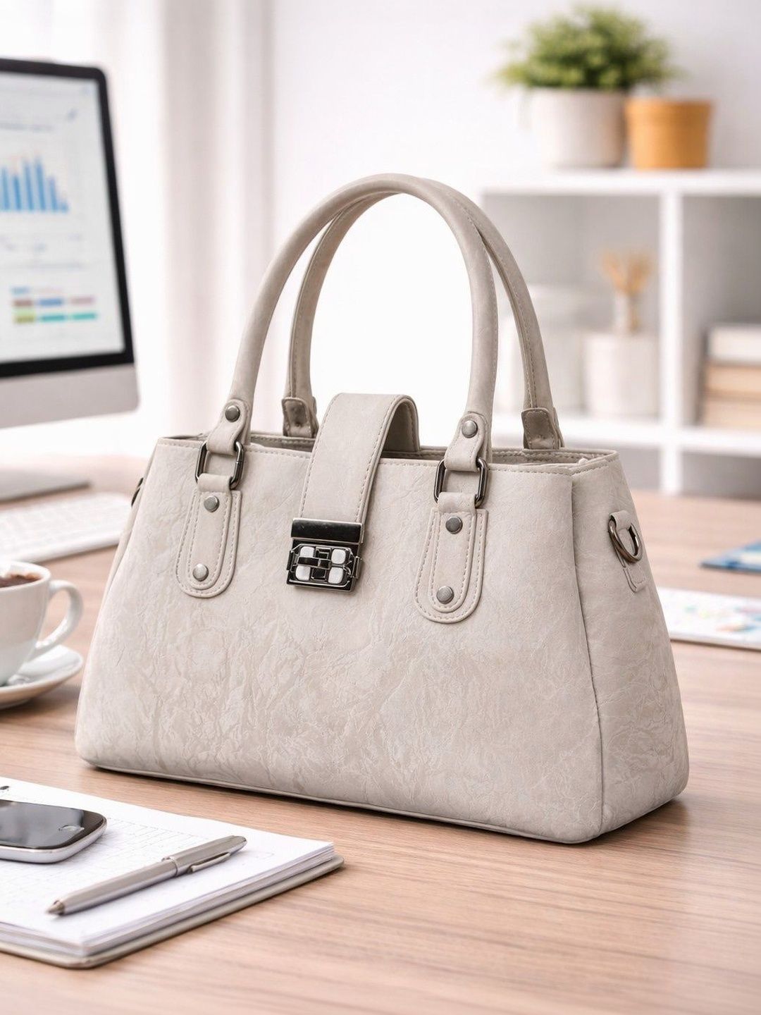Elecsera Textured Structured Handheld Bag with Quilted-picture-16