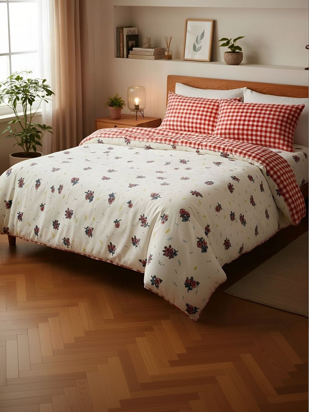 utopia bedding cream-coloured & white set of 4 floral microfiber 300 gsm core