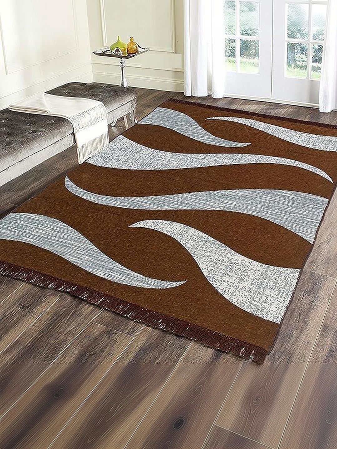 LUZDECOR Mustard Abstract Anti-Skid Other Carpet-image-47