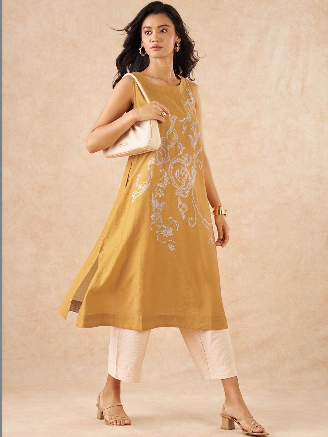 Marigold Lane Women Ethnic Motifs Printed Sequinned Kurta-picture-34