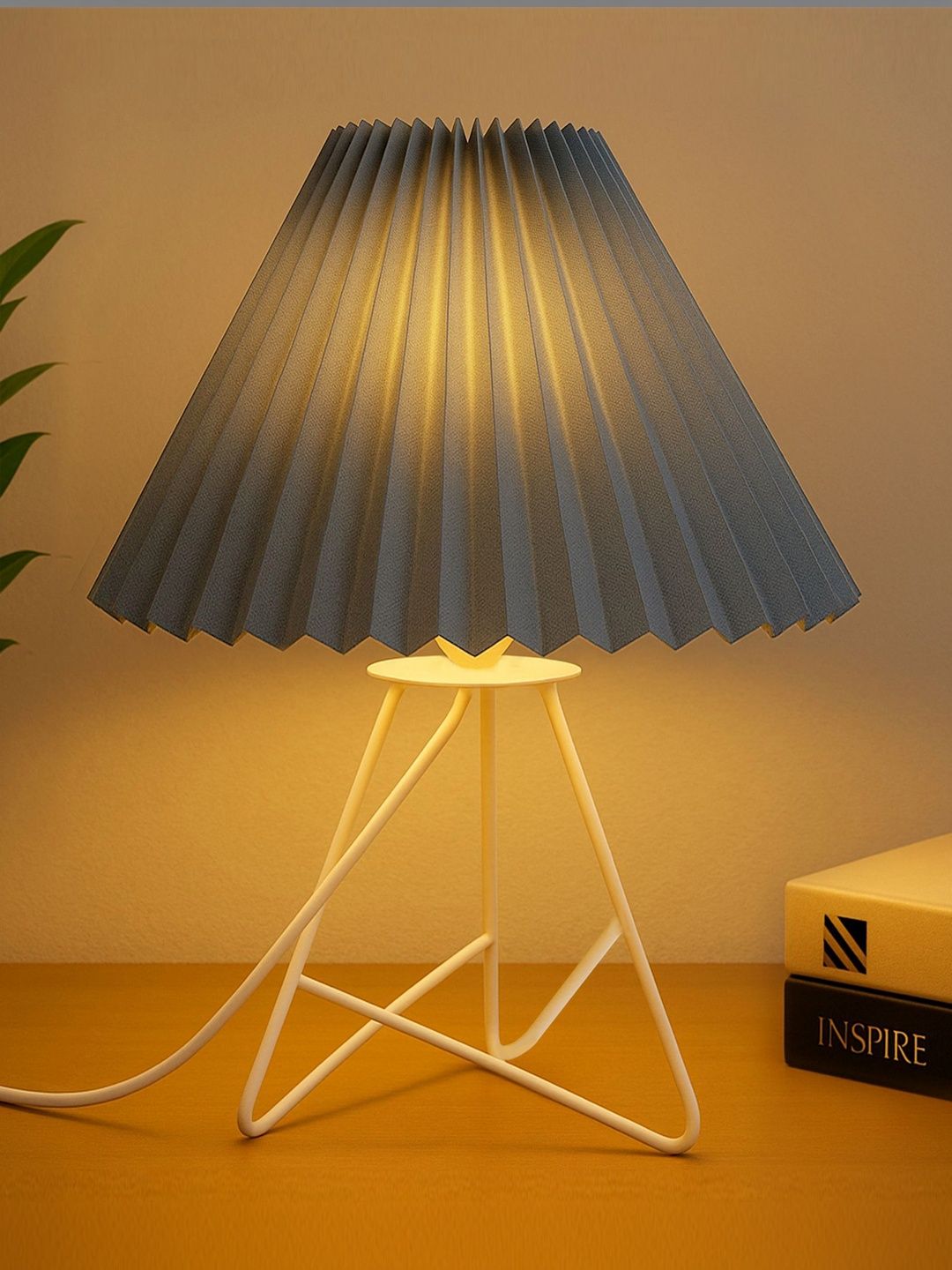 Glowhere Grey Metal Industrial Triangle Table Lamp-picture-4