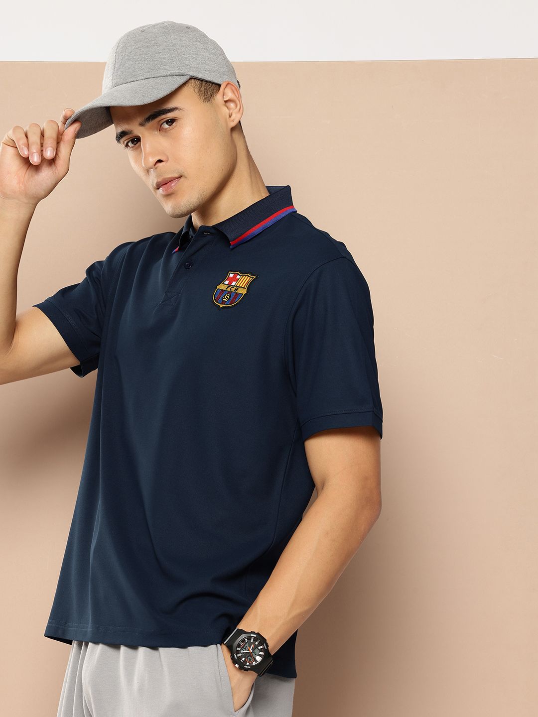FC Barcelona Brand Logo Applique Polo Collar T-shirt-image-20