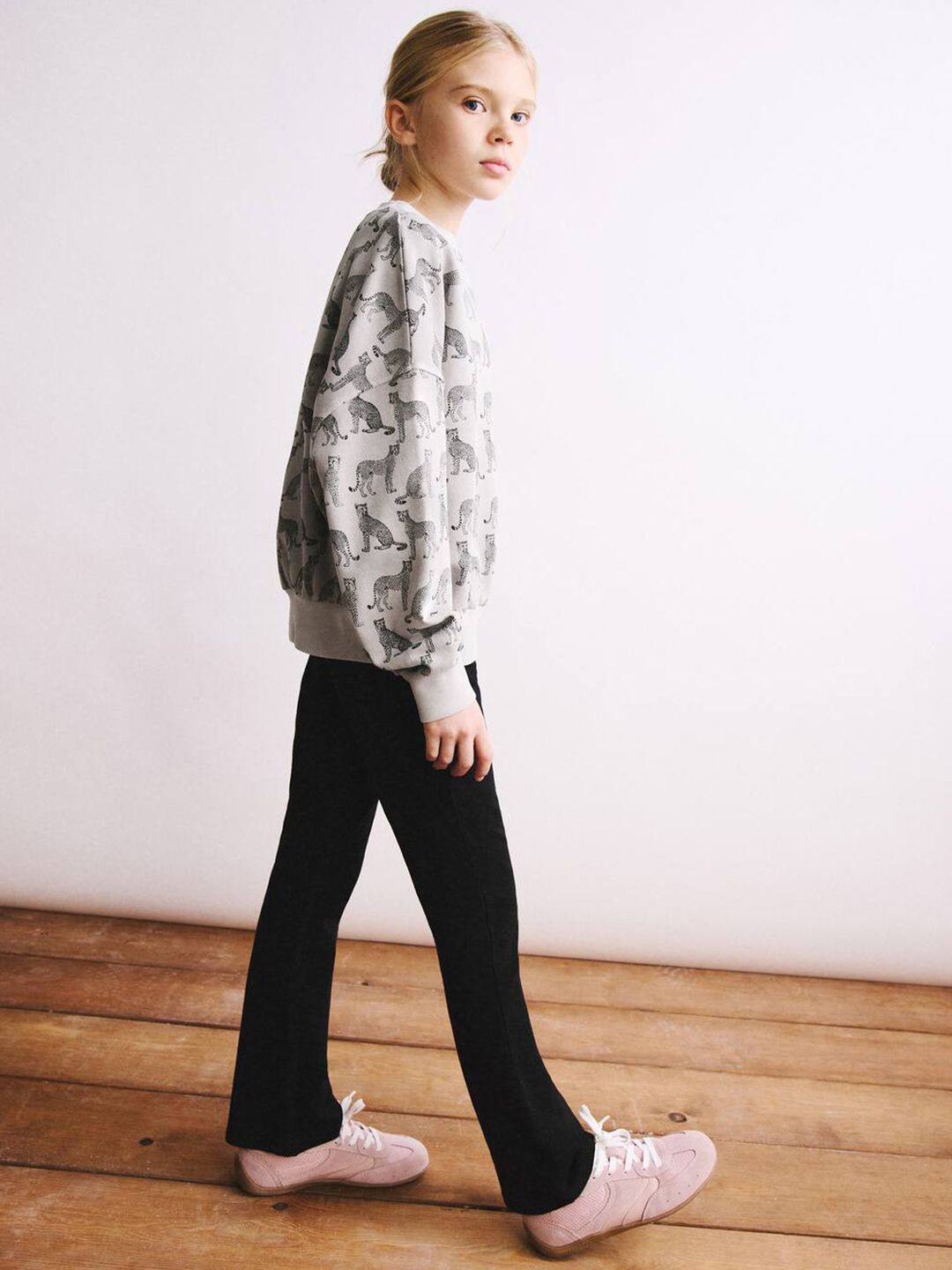 Mango Kids Girls Mid-Rise Wide Leg Stretchable Leggings