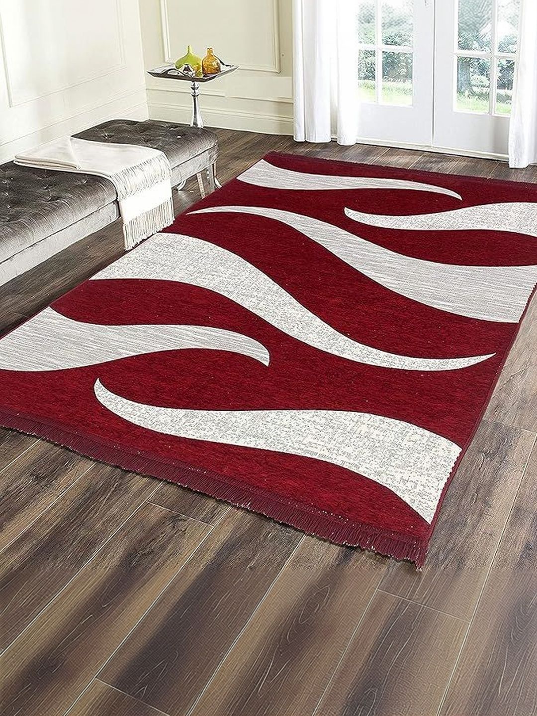 LUZDECOR Maroon Traditional Anti-Skid Other Carpet-picture-22