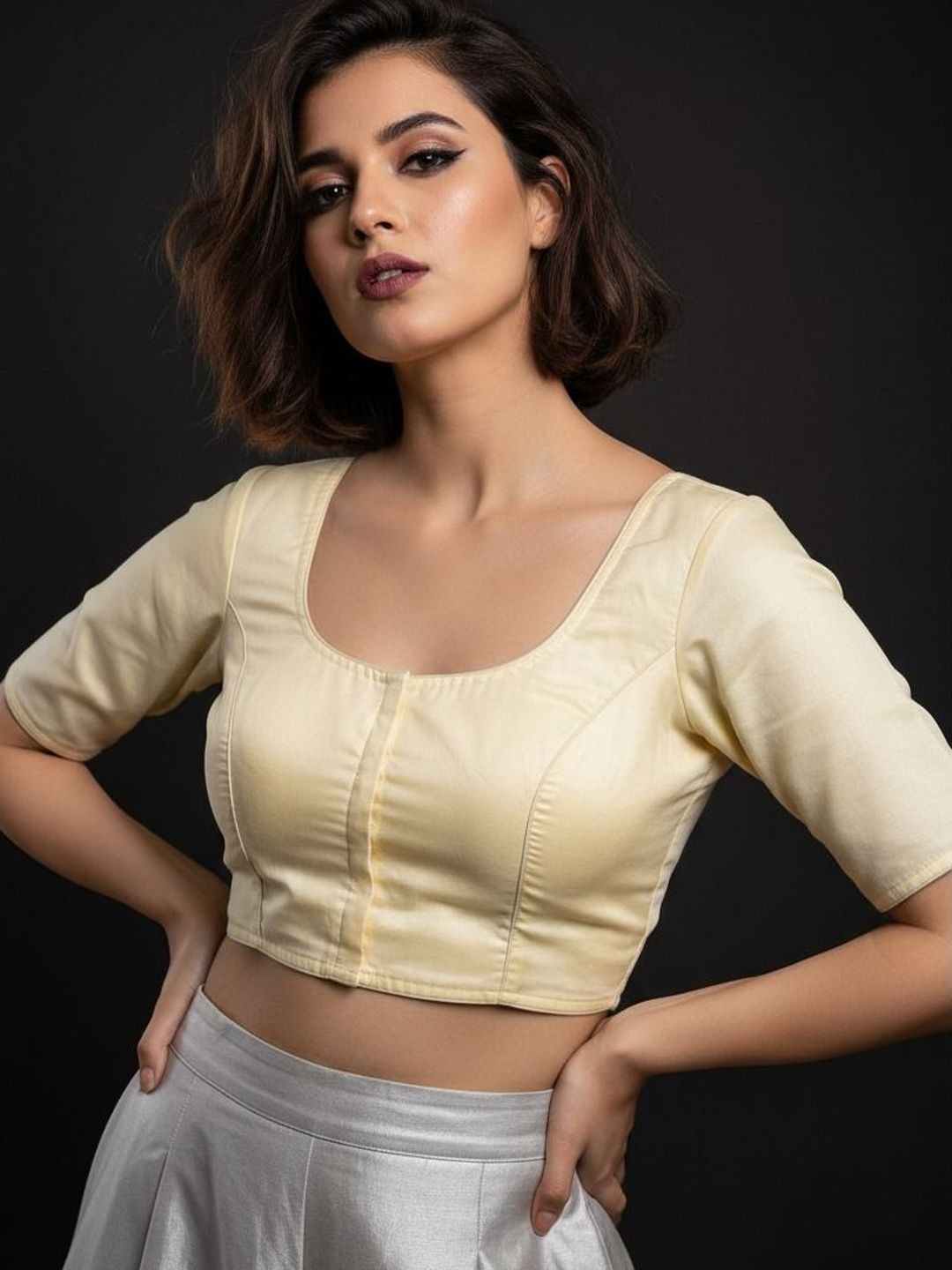 Monamaar U-Neck Non Padded Saree Blouse-picture-11