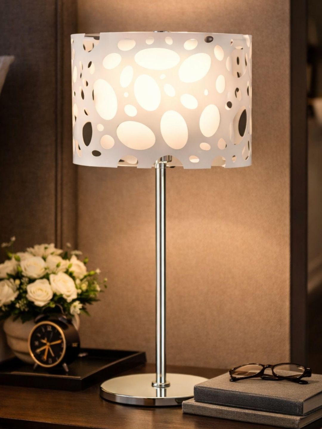 Stello Silver-Toned Metal Contemporary Cylindrical Shaped Table Lamp-image-12