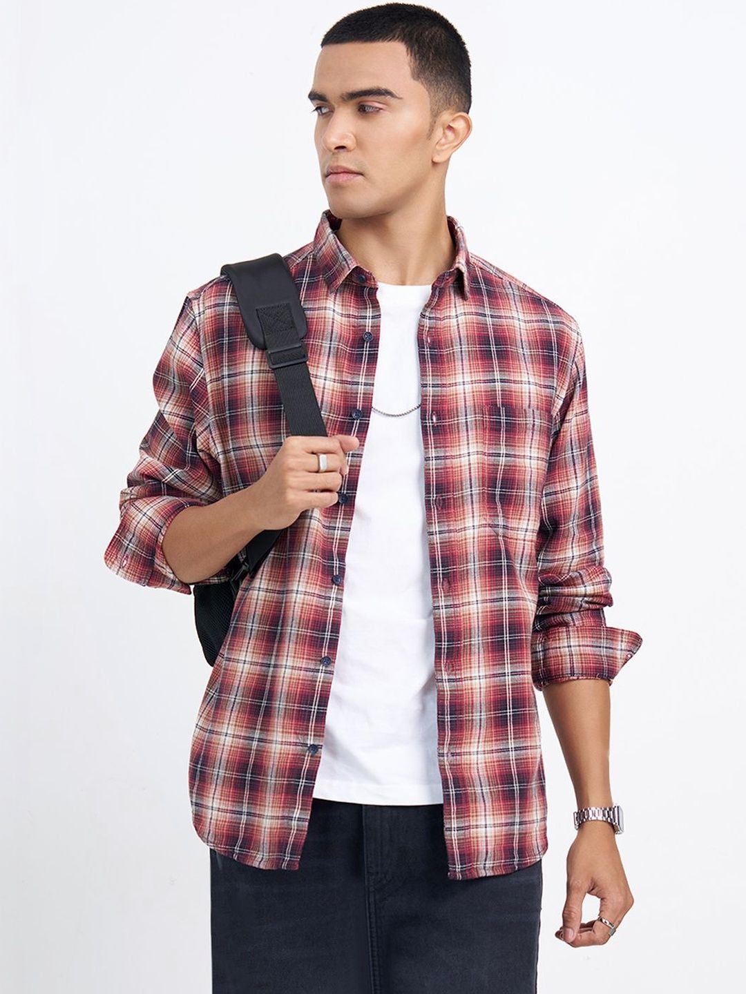 SF JEANS by Pantaloons Men Tartan Checks Checked Casual Shirt-picture-11