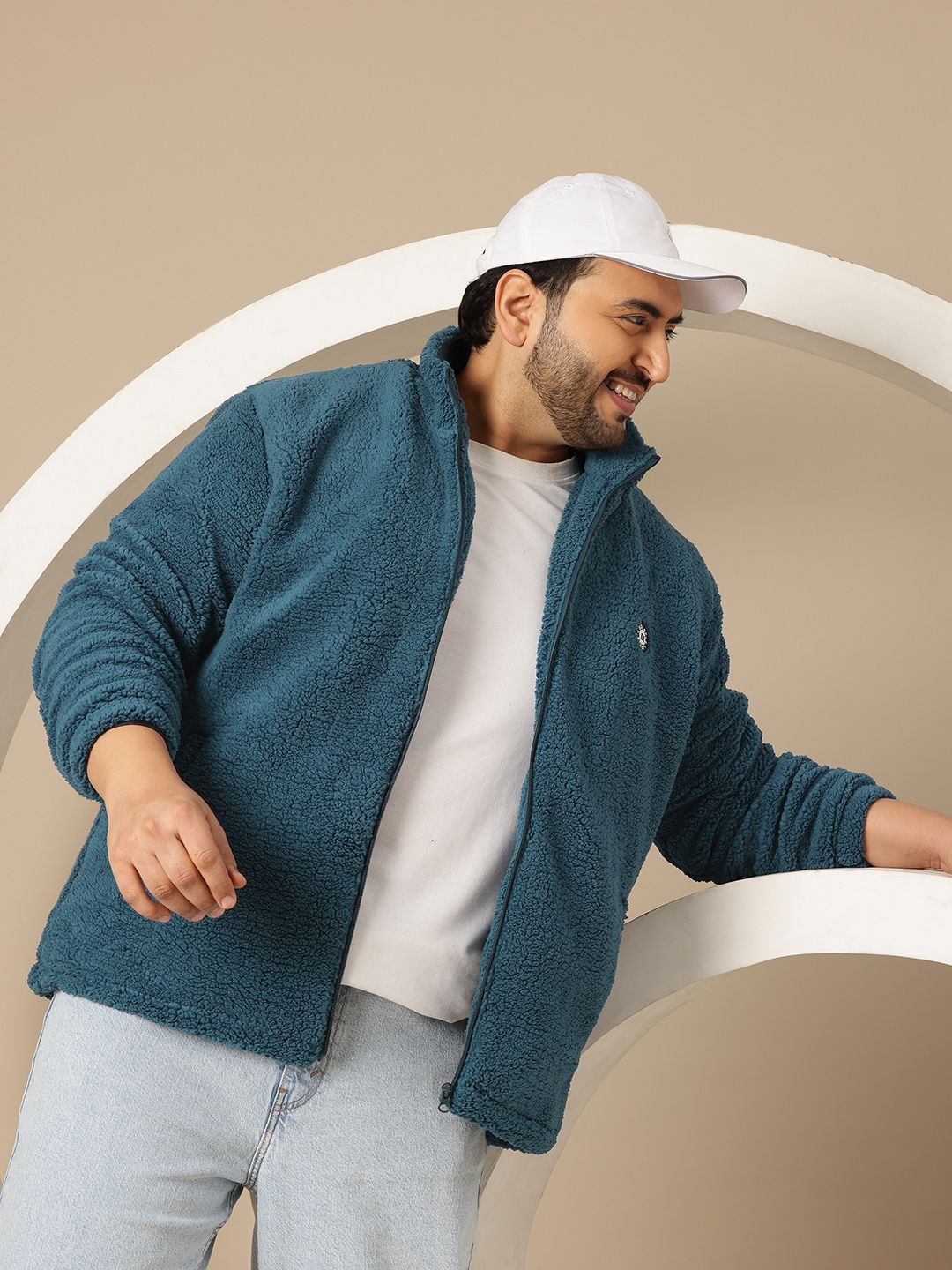 Sztori Plus Size Mock Collar Fleece Sherpa Jacket-image-25