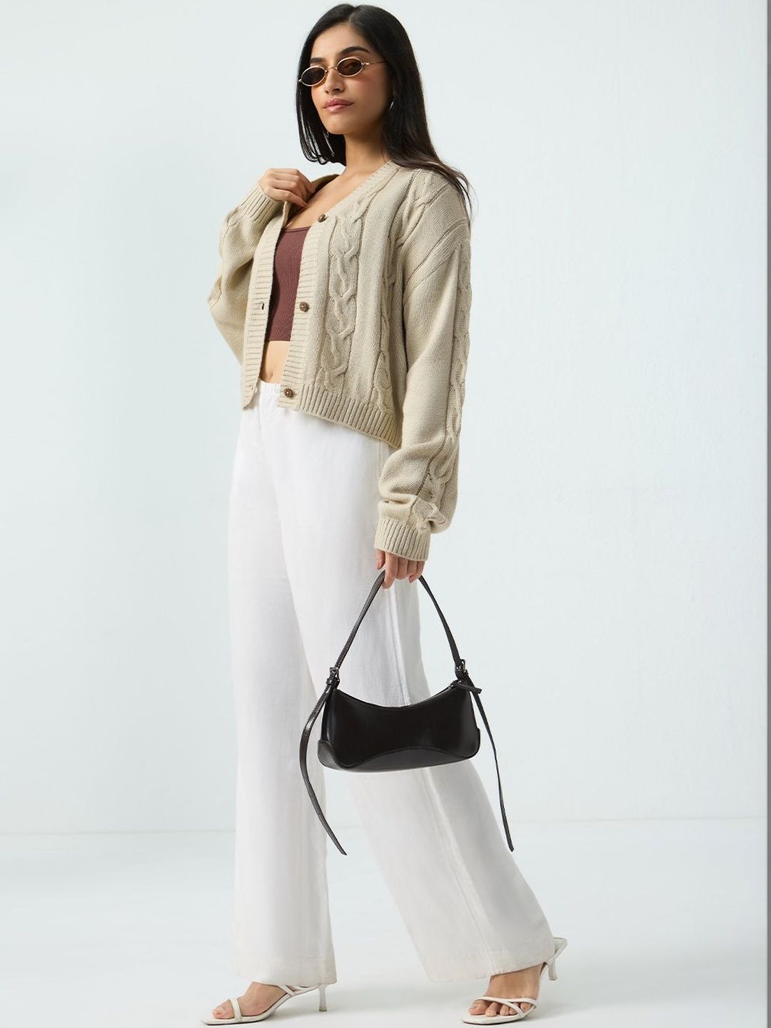 The Souled Store Women Cable Knit Cardigan with Embroidered Detail-picture-11