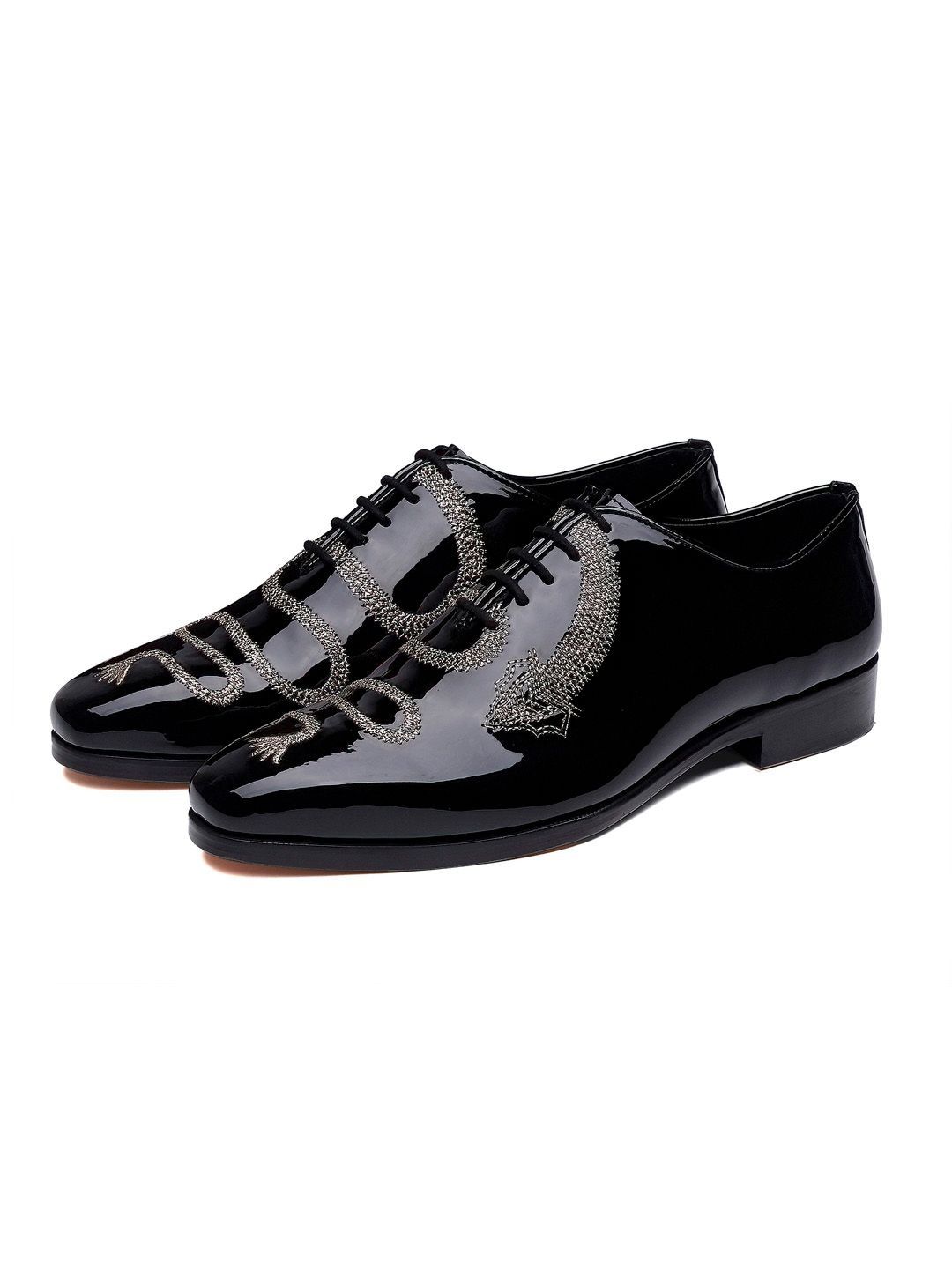 SHUTIQ Men Printed Patent Leather Brogues-picture-32