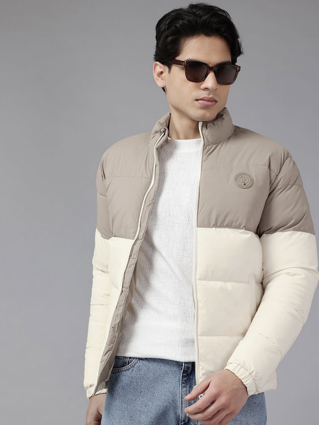 U.S. Polo Assn. Brand Logo Detail Colourblocked Padded Jacket-image-12