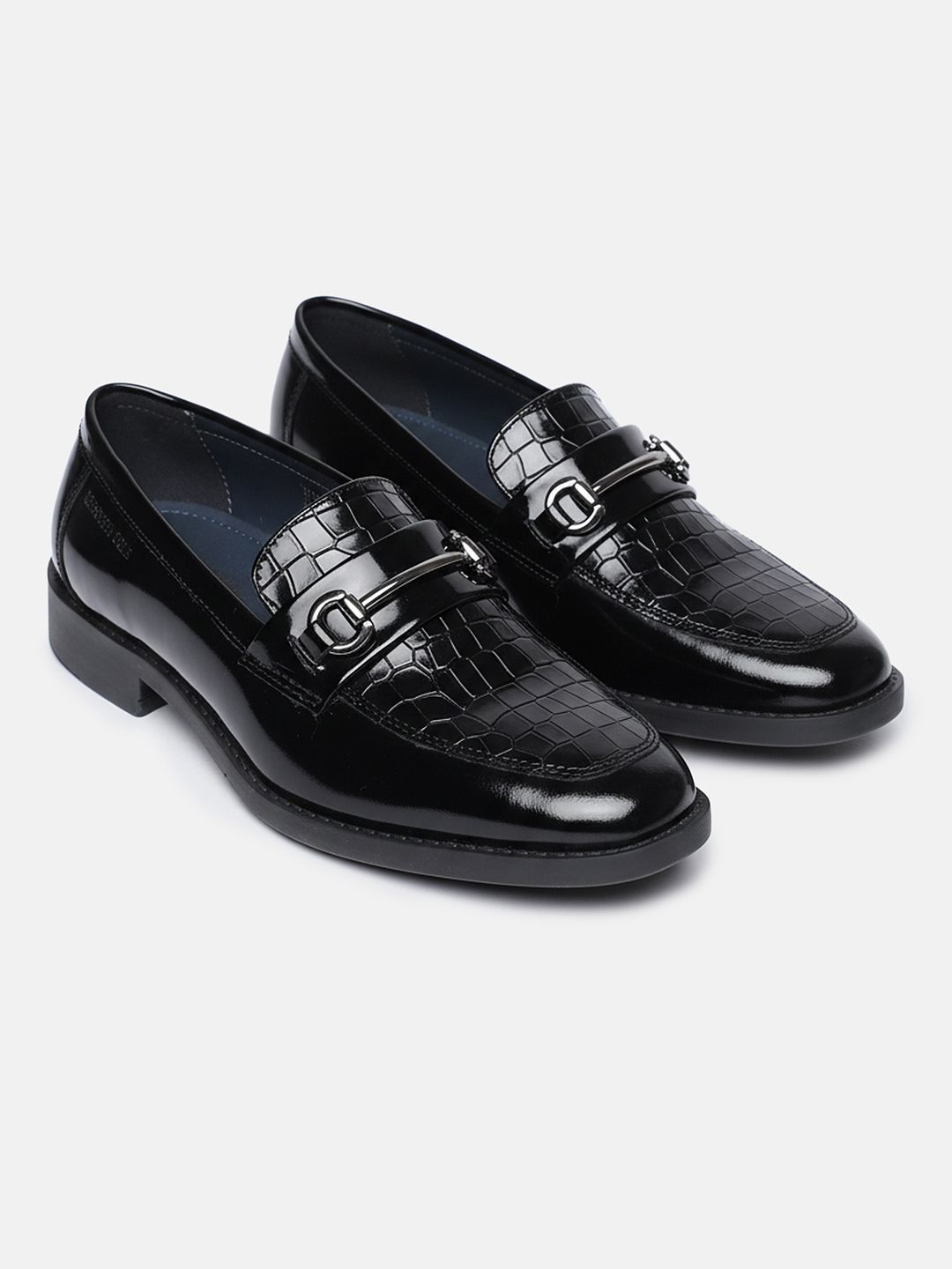Kenneth Cole Men Croc Textured Leather Horsebit Formal Loafers-picture-40
