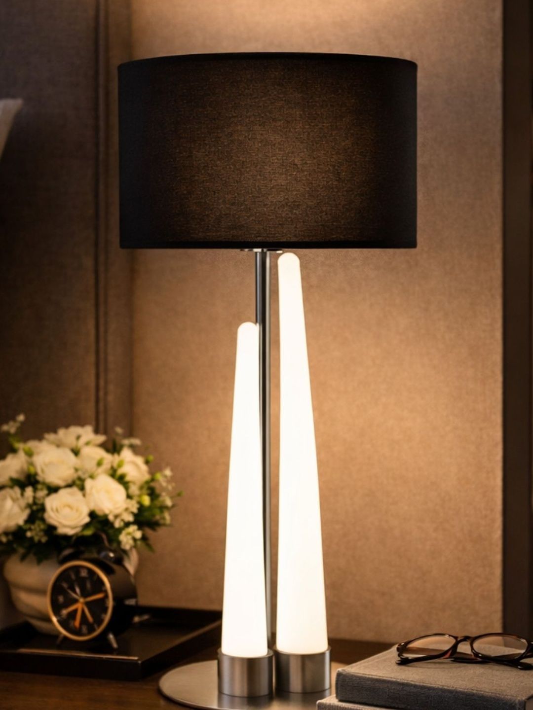 Stello Silver-Toned Metal Contemporary Cylindrical Shaped Table Lamp-image-13
