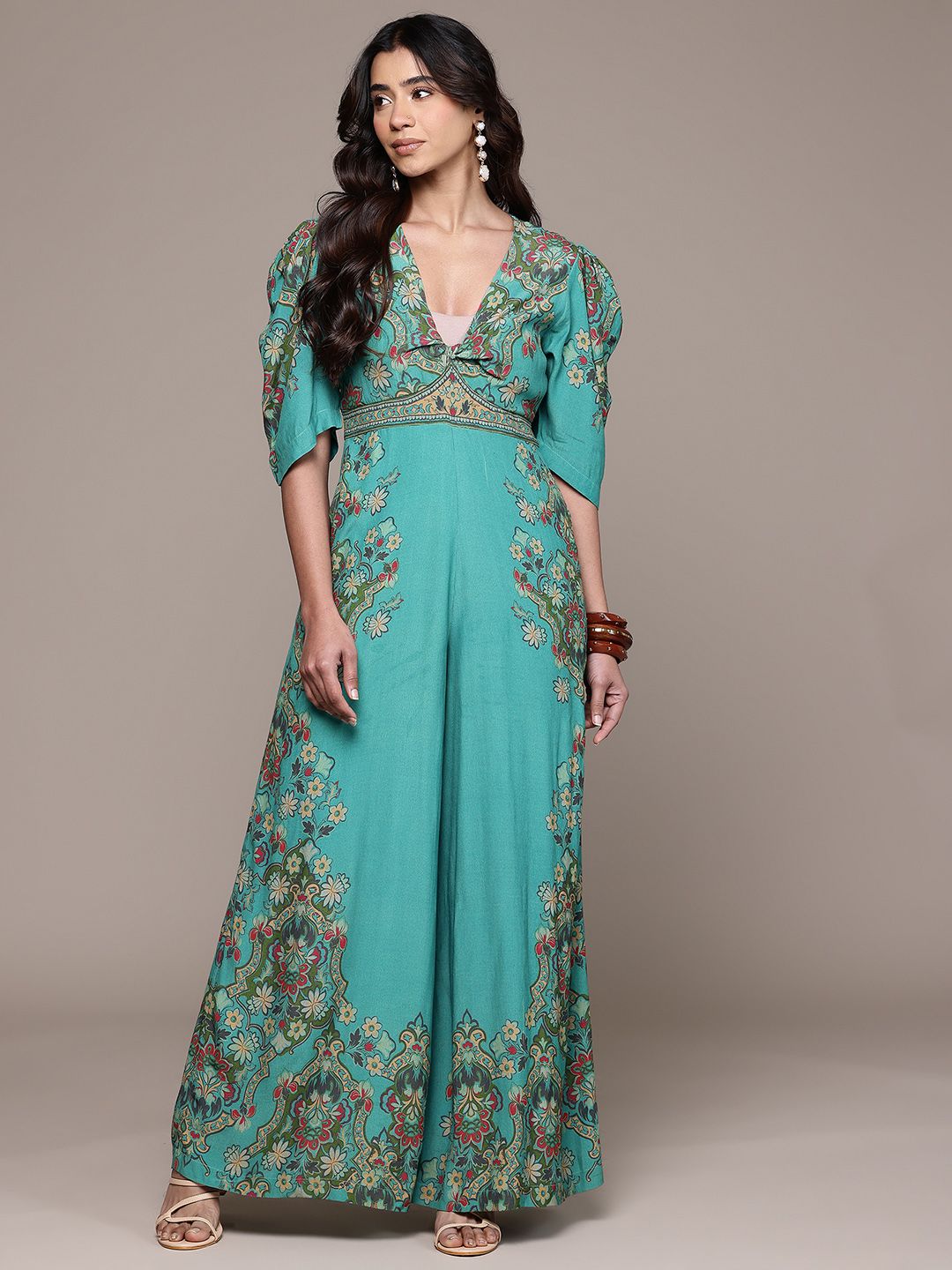 Ritu Kumar Floral Printed V-Neck Basic Jumpsuit-picture-50