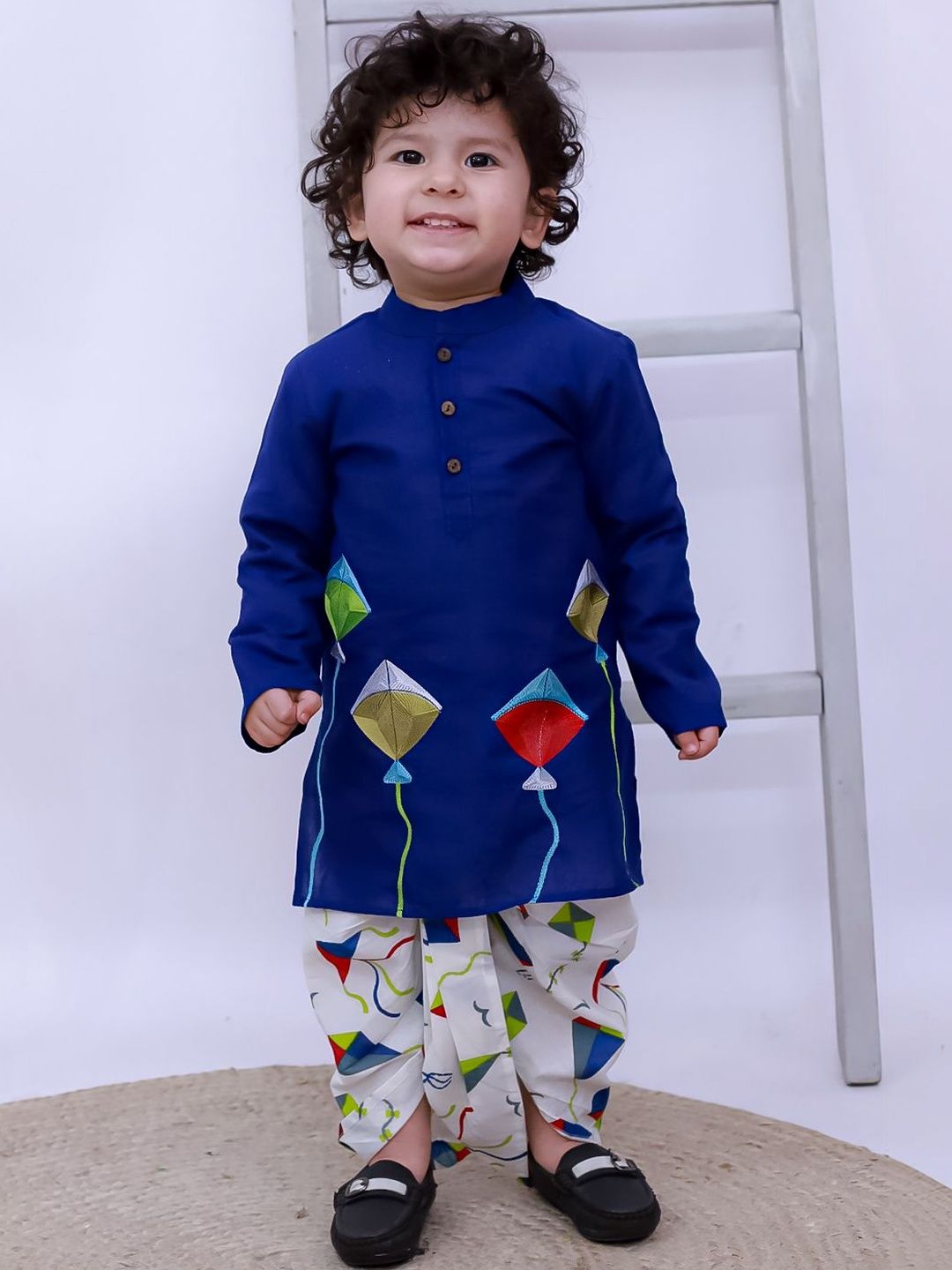 KID1 Boys Embroidered Regular Thread Work Pure Cotton Kurta with Dhoti Pants-picture-18