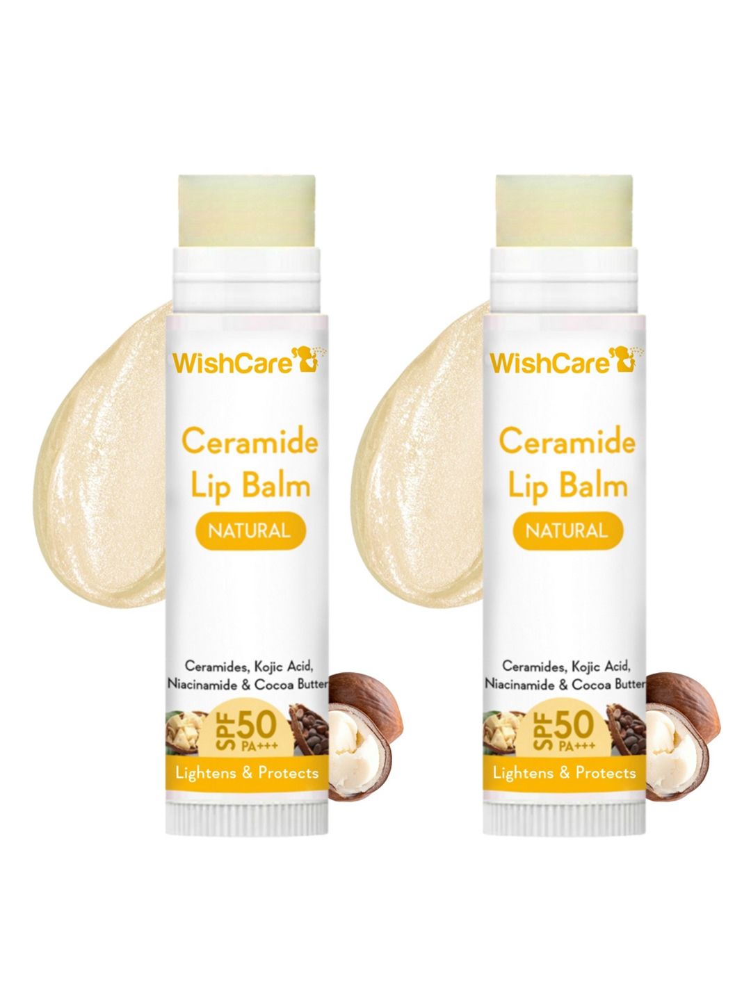 WishCare Unisex Set of 2 Ceramide Lip Balm with SPF50 PA+++ For Lip lightening - 5g each-image-48