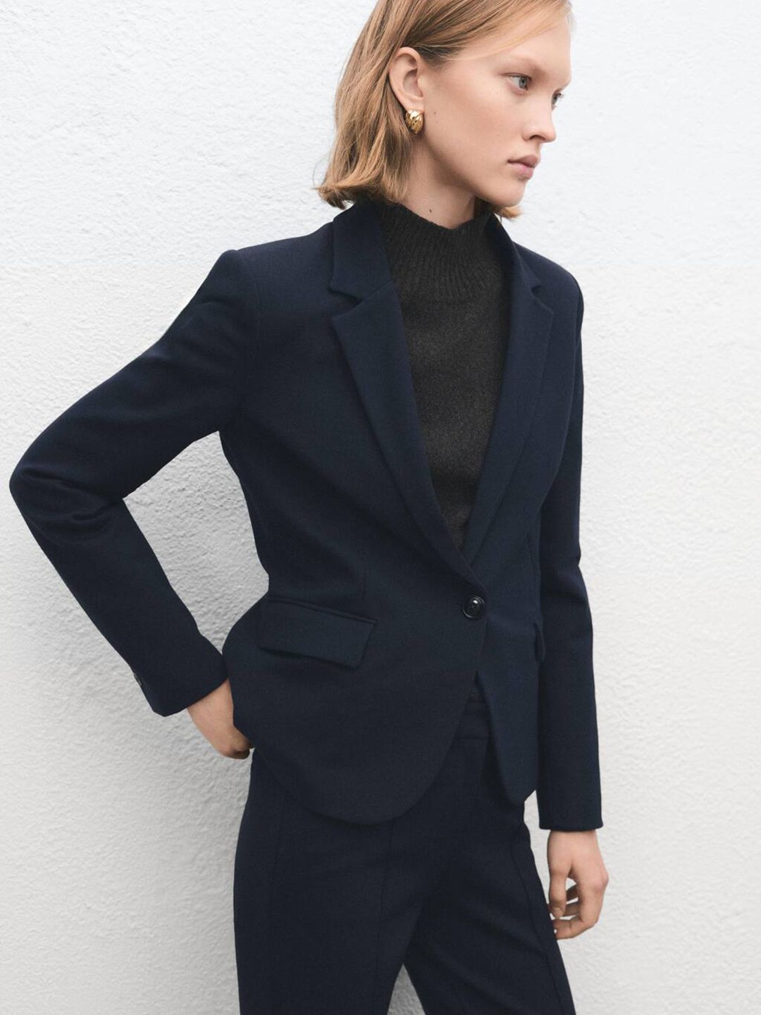 MANGO Single-Breasted Notched Lapel Collar Formal Blazer-picture-47