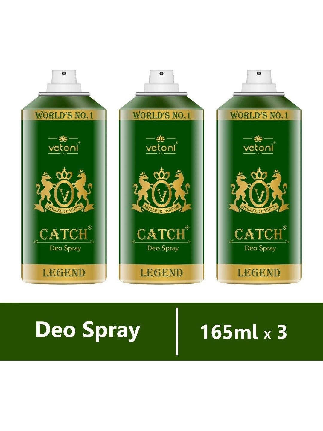 VETONI Set Of 3 Catch Legend Long Lasting Deodorant Spray - 165 ml Each-image-7