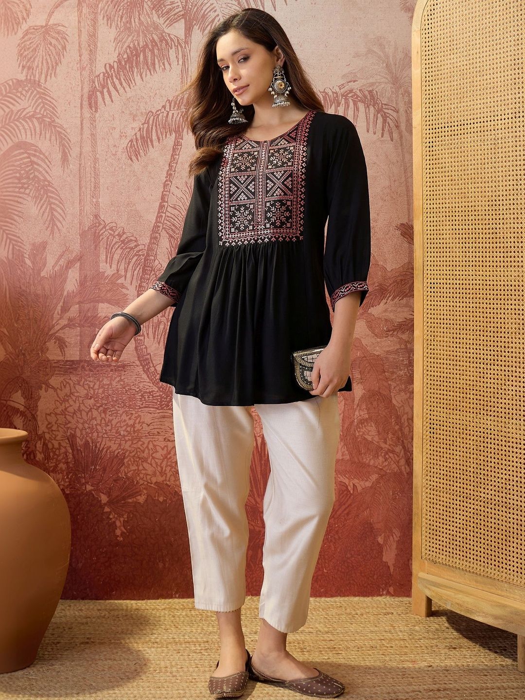 Sangria Women Floral Embroidered & Sequined Kurti-picture-57