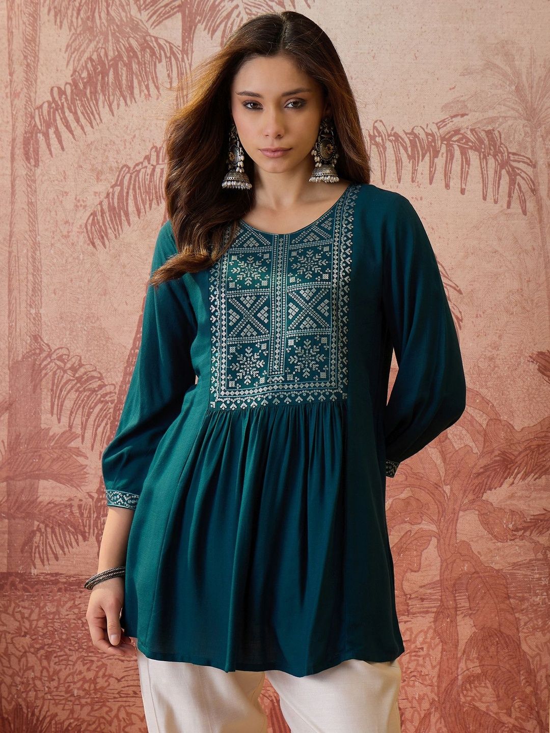 Sangria Women Printed Flared Short Kurti-picture-45
