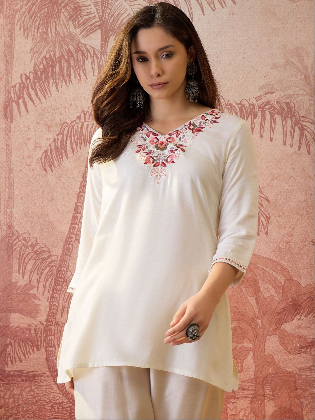 Sangria Floral Embroidered Kurti-picture-18