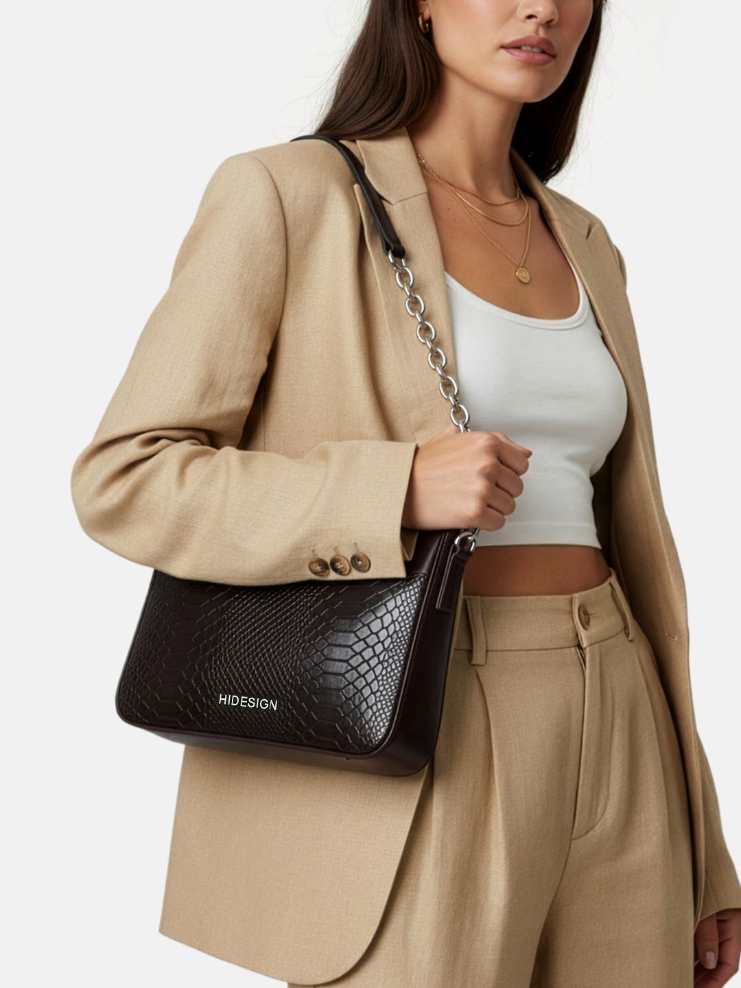 Hidesign Animal Textured Leather Structured Shoulder Bag-picture-22