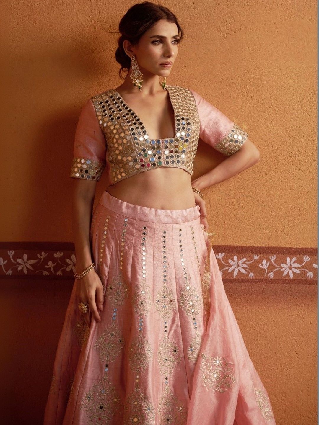 THETAA Embellished Mirror Work Ready to Wear Lehenga & Blouse With Dupatta-picture-32