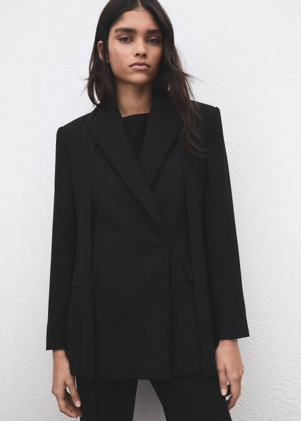 MANGO Notched Lapel Collar Single-Breasted Belted Blazer-picture-19