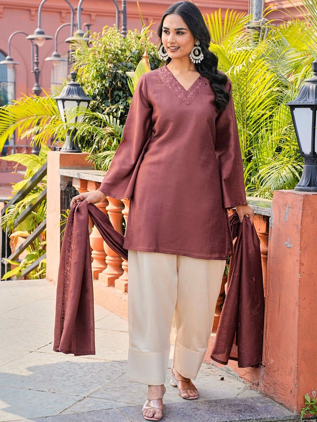 Tikhi Imli Women Ethnic Motifs Embroidered Regular Thread Work Kurta with Trousers & With Dupatta-picture-22
