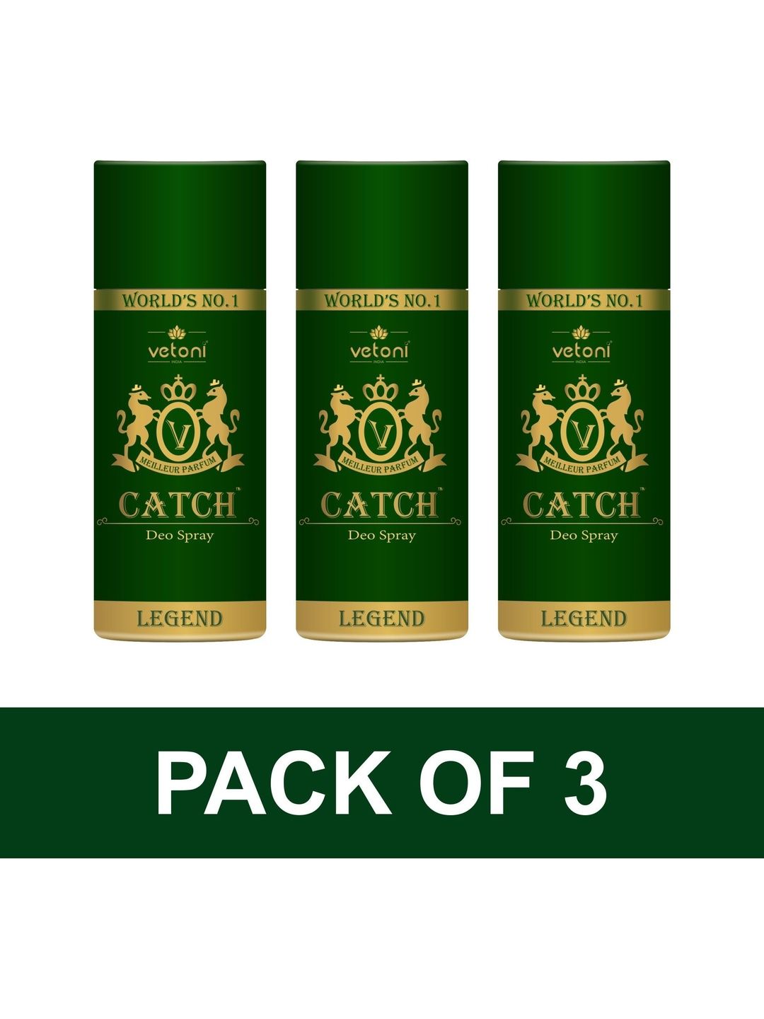 VETONI Set Of 3 Catch Legend Long Lasting Deodorant Spray - 150 ml Each-image-8