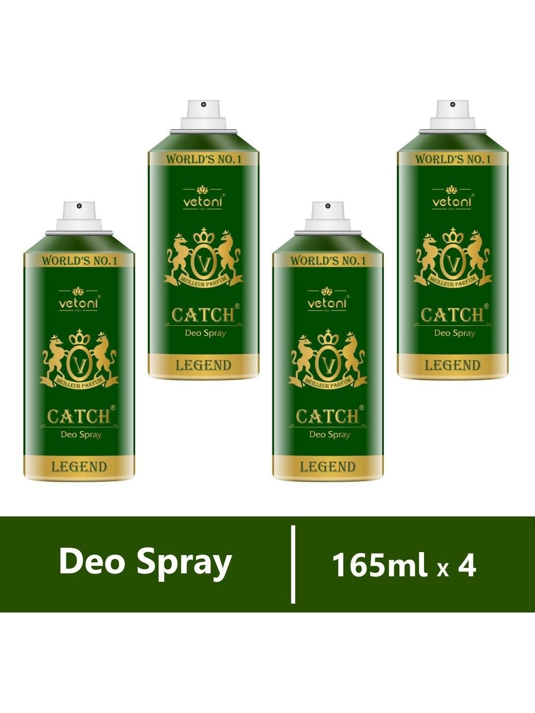 VETONI Set Of 4 Catch Legend Long Lasting Deodorant Spray - 165 ml Each-image-11