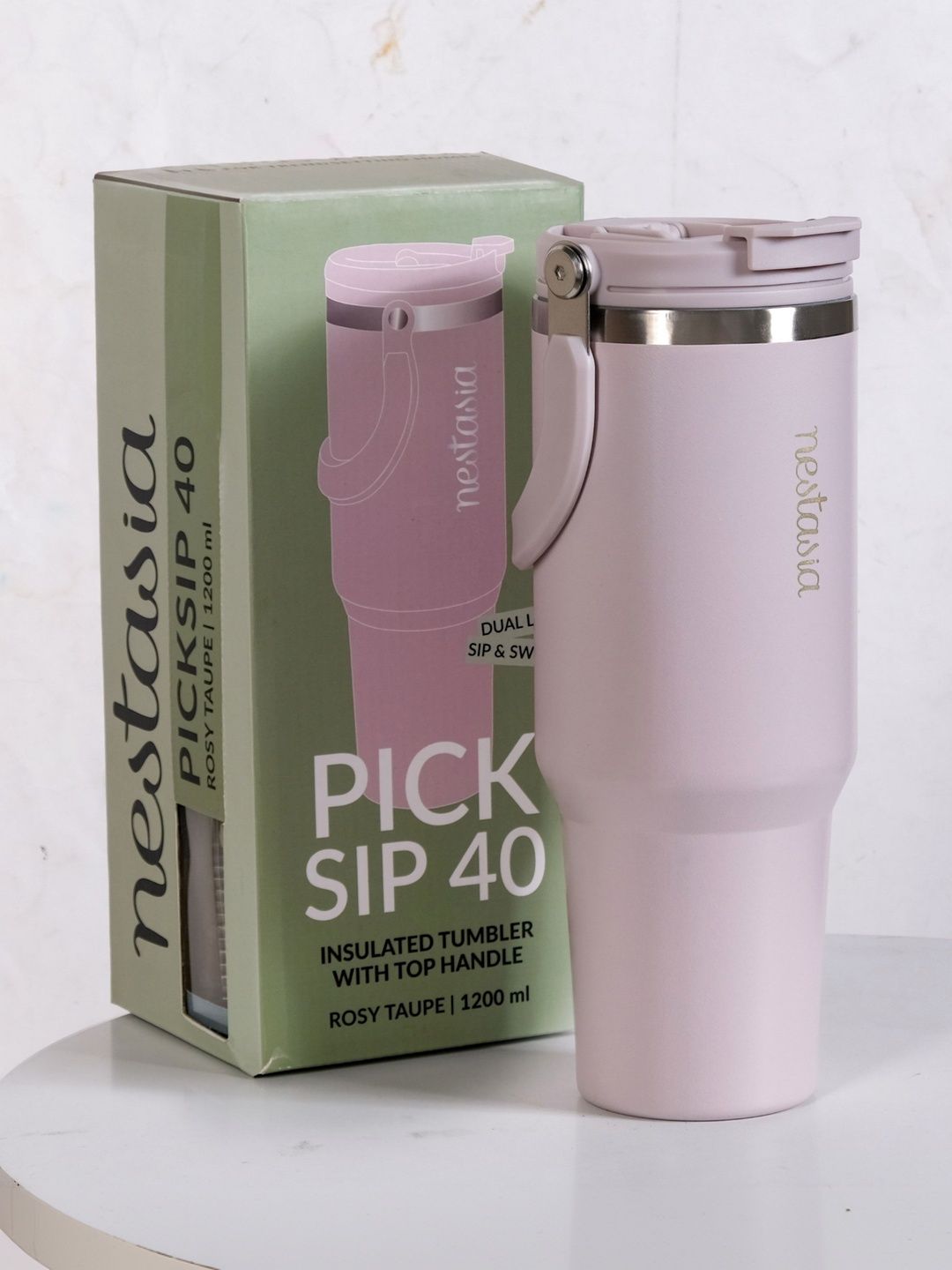 Nestasia Taupe Single Stainless Steel Solid Water Bottle-image-3