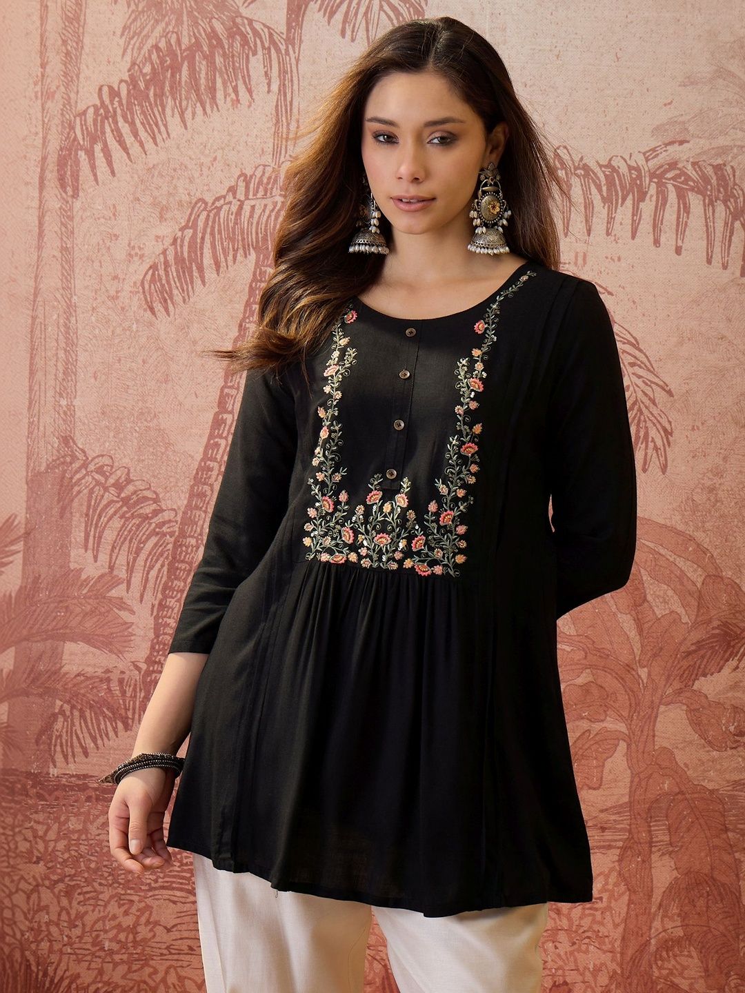 Sangria Embroidered Short Kurtis-picture-29