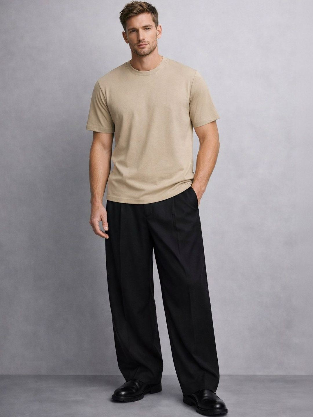 PresiClo Men Relaxed Loose Fit Pleated Trousers-image-44