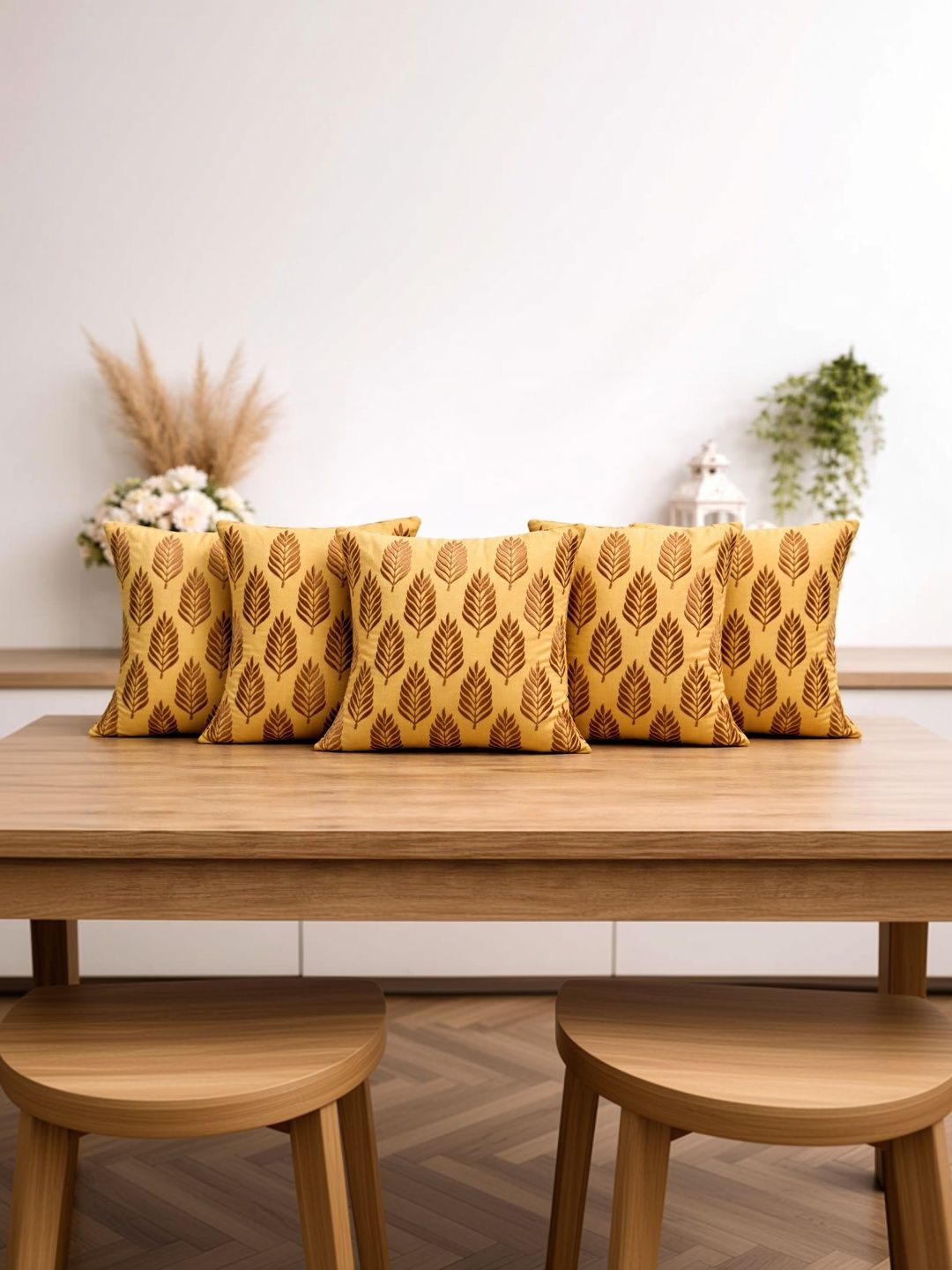 ZENSHA DECOR Yellow Set of 5 Square Cushion Covers-picture-25