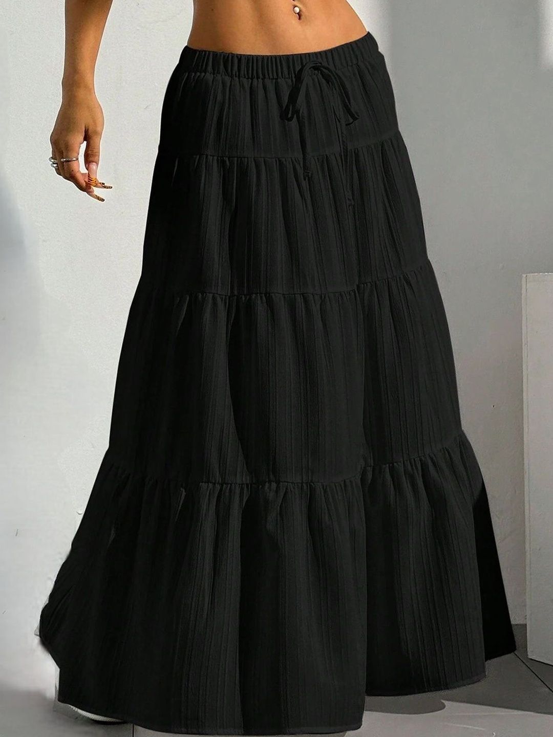PTVIZE Polyester Maxi-Length Tiered Skirts-picture-0