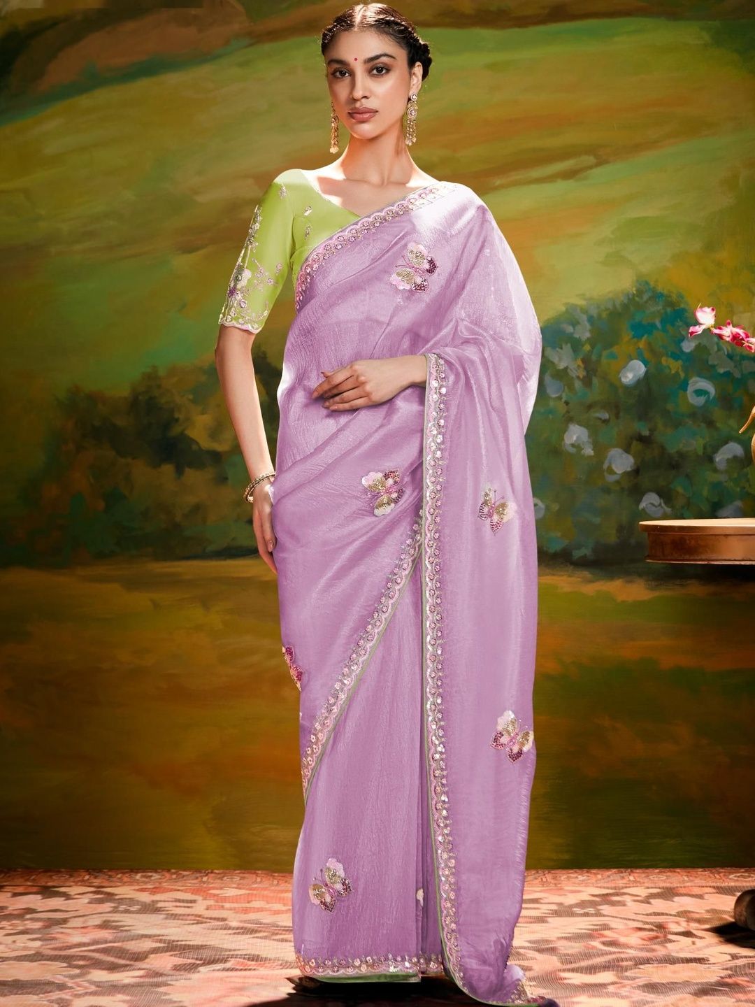 MAHALASA Orangaza Tissue Silk Zari Weaving Embroidery Work Wedding Saree-picture-20