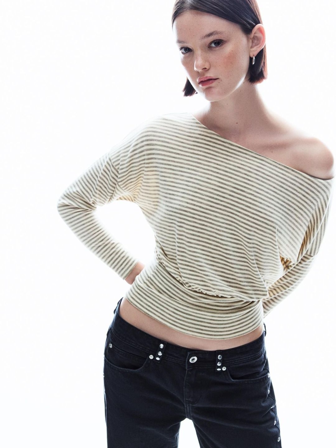 Bershka Striped Long Sleeve T-Shirt With Sash
