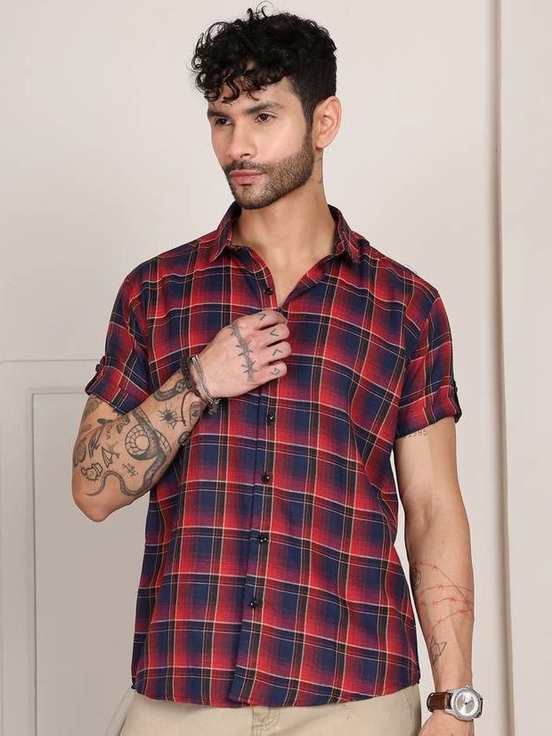 Metronaut Men Tartan Checks Checked Casual Shirt-image-29