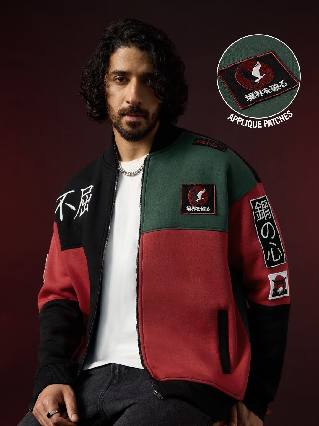 The Souled Store Men Colourblocked Lightweight Varsity Jacket with Embroidered-picture-31