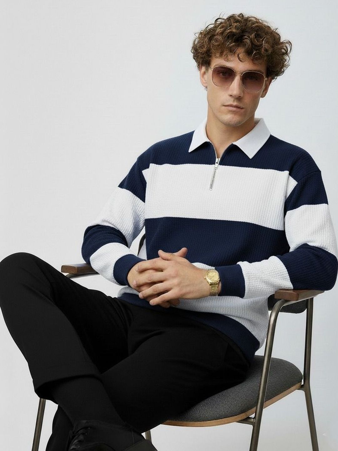 Mobox Men Striped Polo Collar T-shirt-picture-46