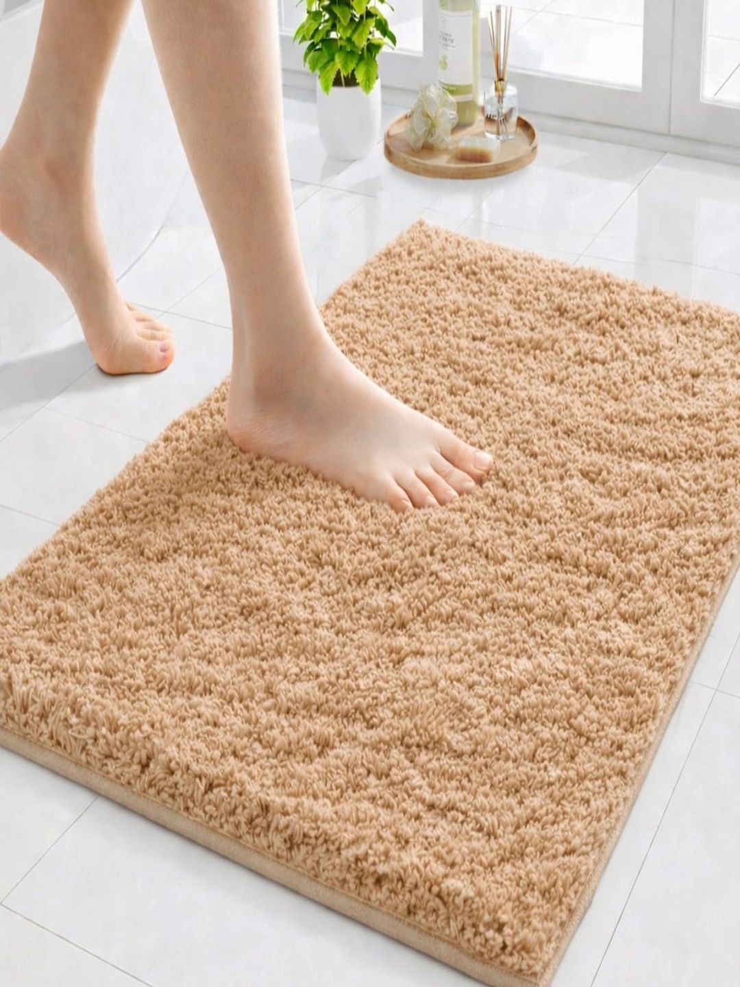 Sittella Beige 1800 GSM Super Soft Extra Thick Quick Dry & Anti-Skid Bath Rug-picture-17