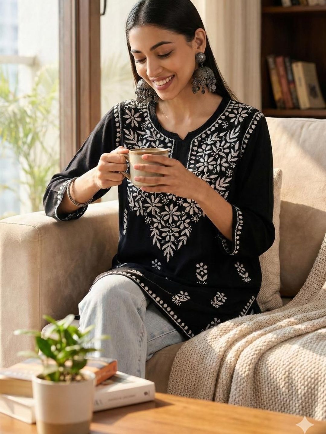 OPIVE FASHION HUB Viscose Rayon Embroidered Ethnic Tunic-picture-32