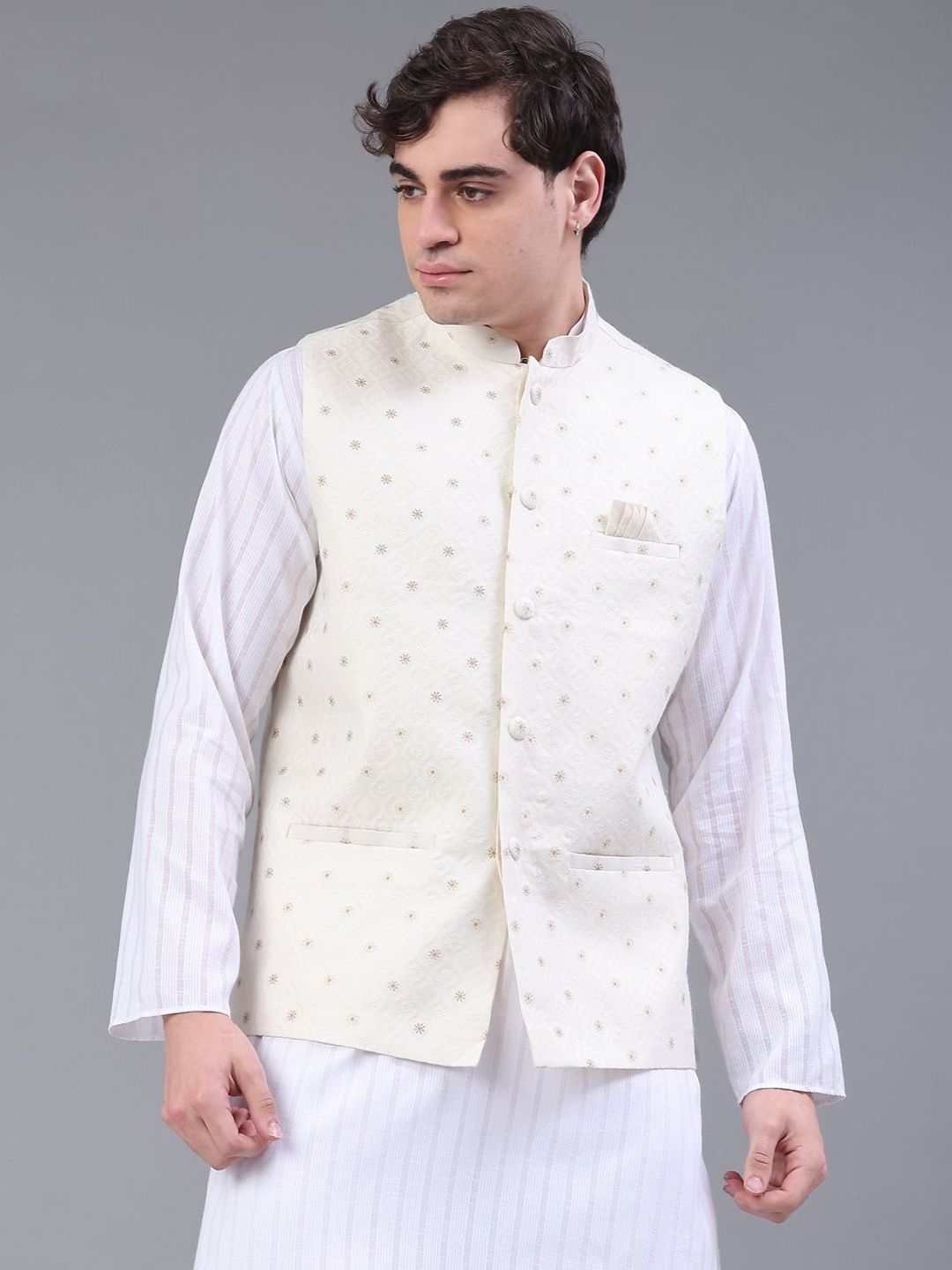 V-Mart Embroidered Mandarin Collared Nehru Jackets-picture-49