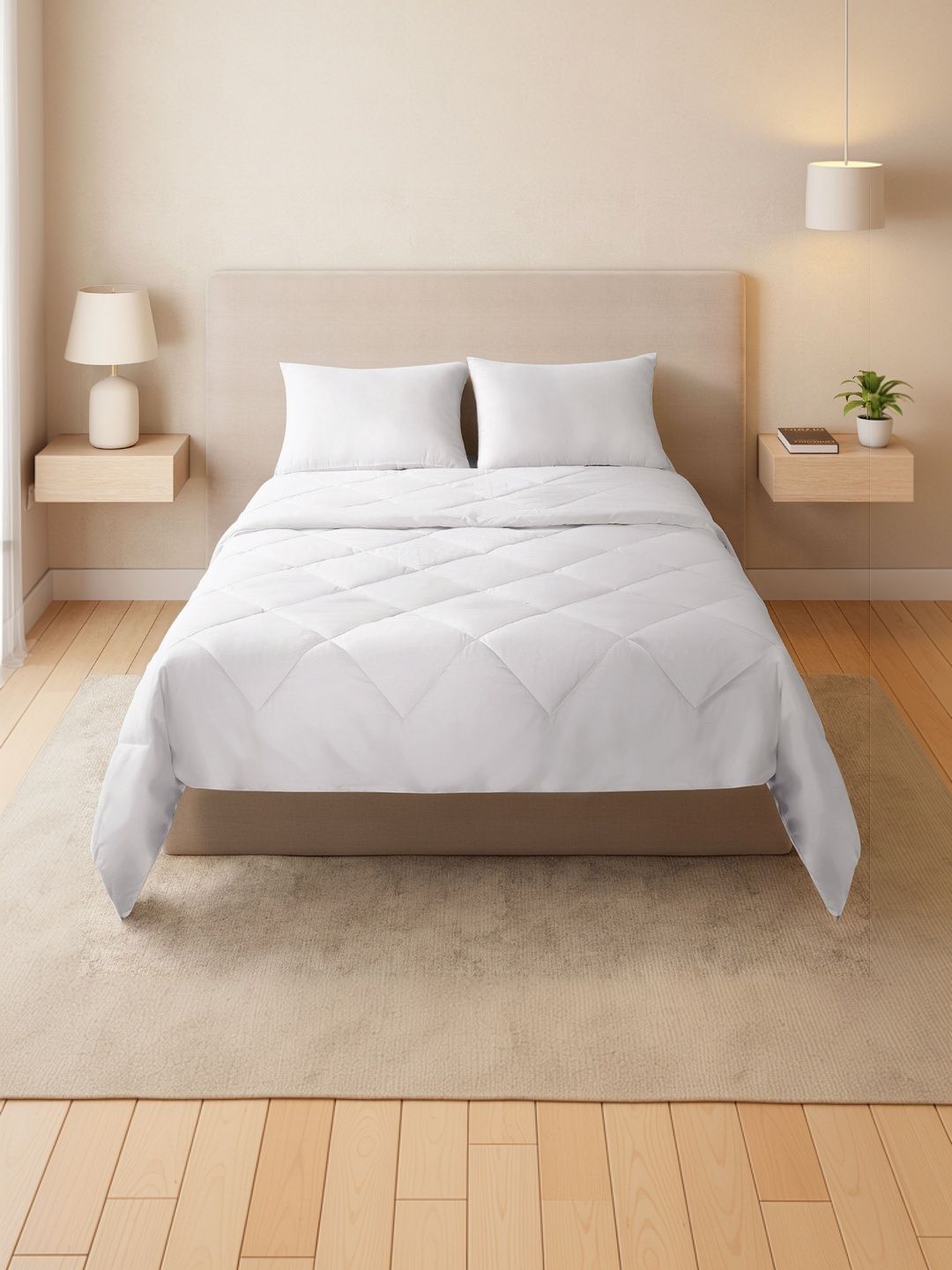 SPACES White & White AC Room 400 GSM Quilt-picture-34