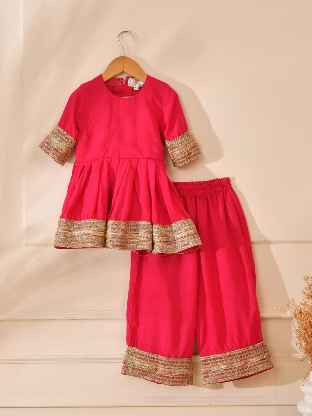 Rangpur Girls Empire Gotta Patti Pure Cotton Kurti with Palazzos-picture-8